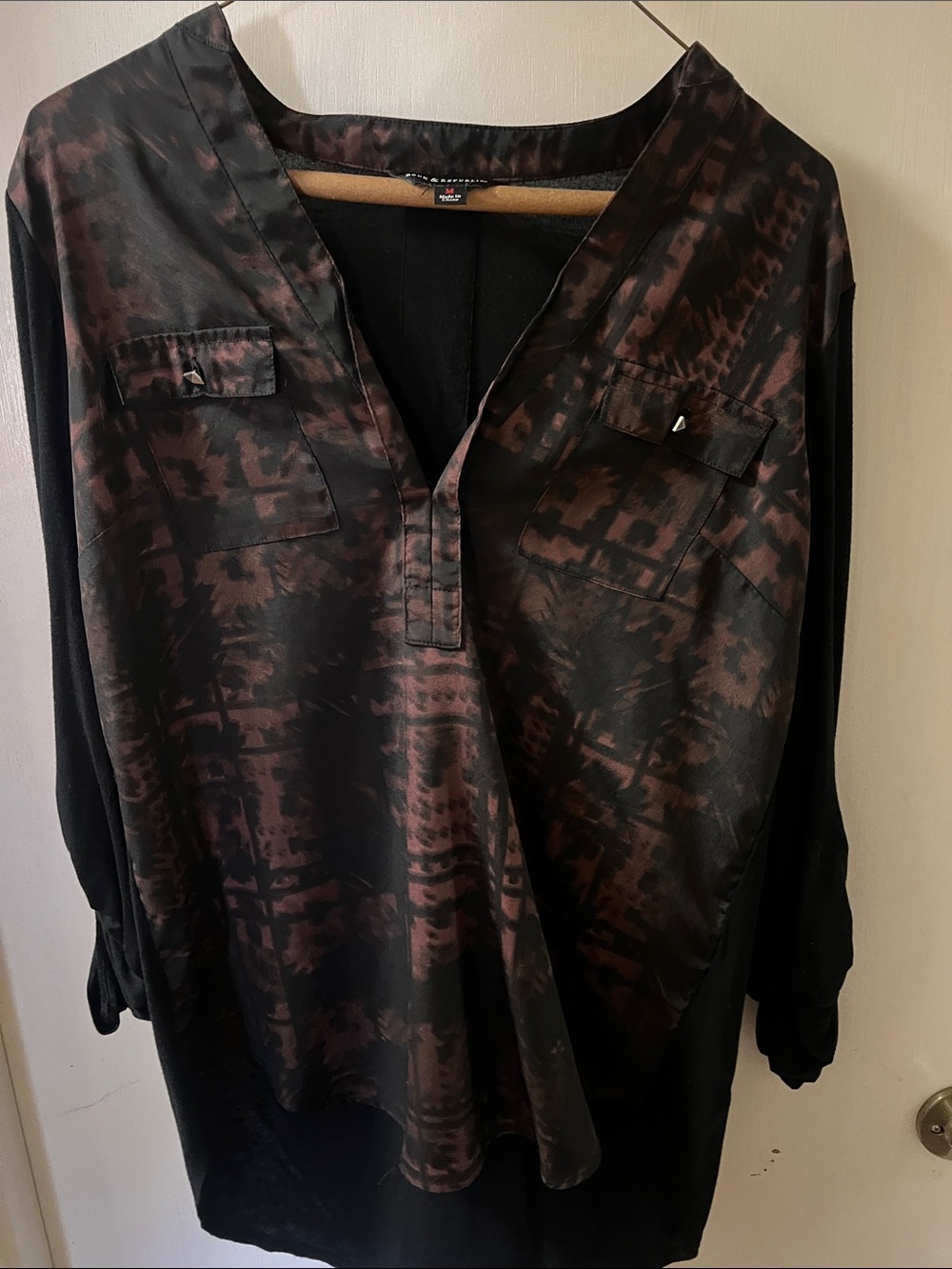 Rock & Republic Black and Brown Patterned Women's Blouse